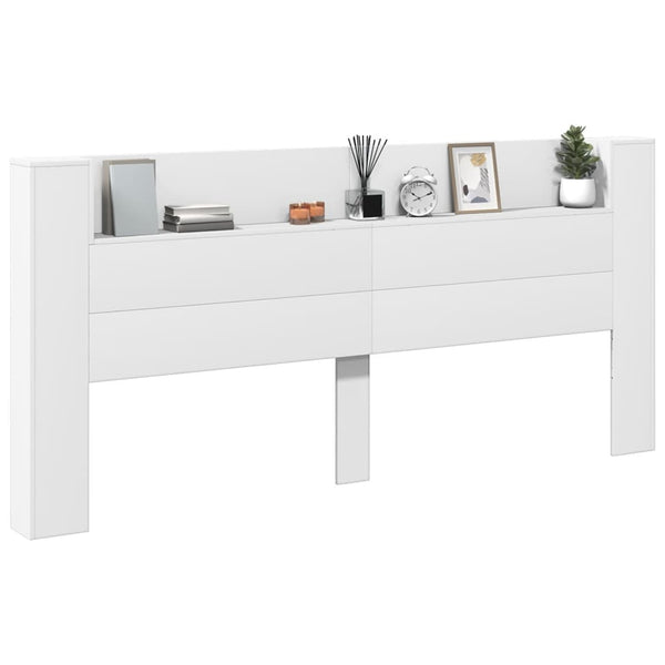 LED Kopfteil mit Ablagen, Weiß, 220 cm