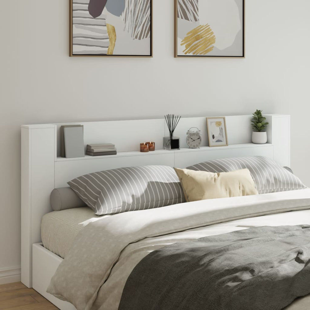 vidaXL Tête de lit à LED avec rangements Blanc 220x16,5x103,5 cm