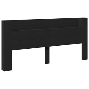 LED Kopfteil mit Ablagen, Schwarz, 220 cm