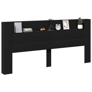 LED Kopfteil mit Ablagen, Schwarz, 220 cm