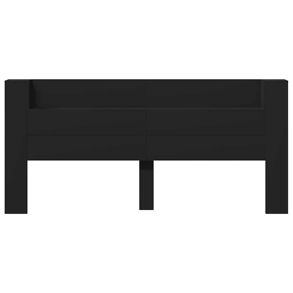 LED Kopfteil mit Ablagen, Schwarz, 220 cm