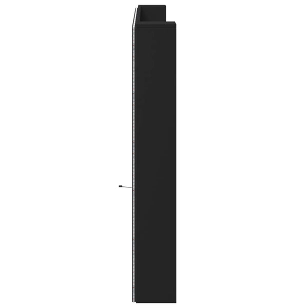 LED Kopfteil mit Ablagen, Schwarz, 220 cm
