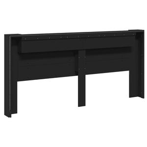 LED Kopfteil mit Ablagen, Schwarz, 220 cm