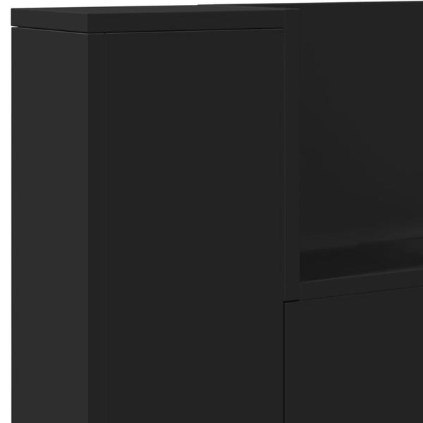 LED Kopfteil mit Ablagen, Schwarz, 220 cm