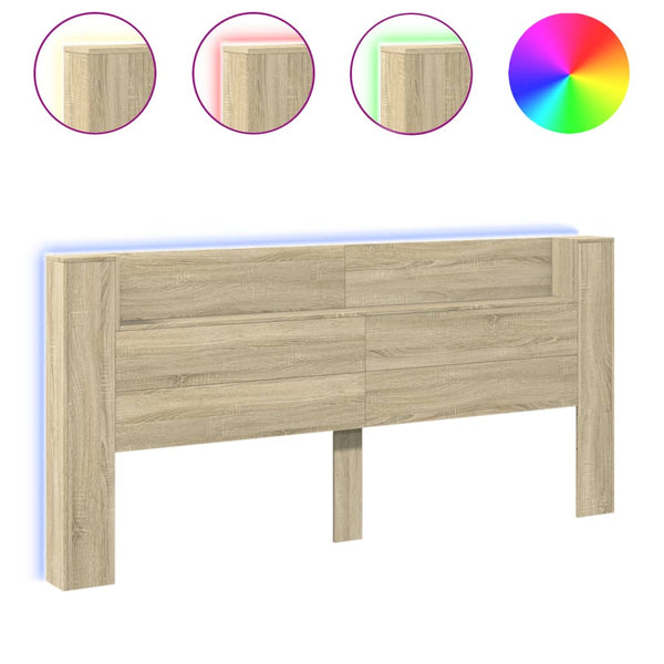 LED Kopfteil Sonoma-Eiche 220 cm