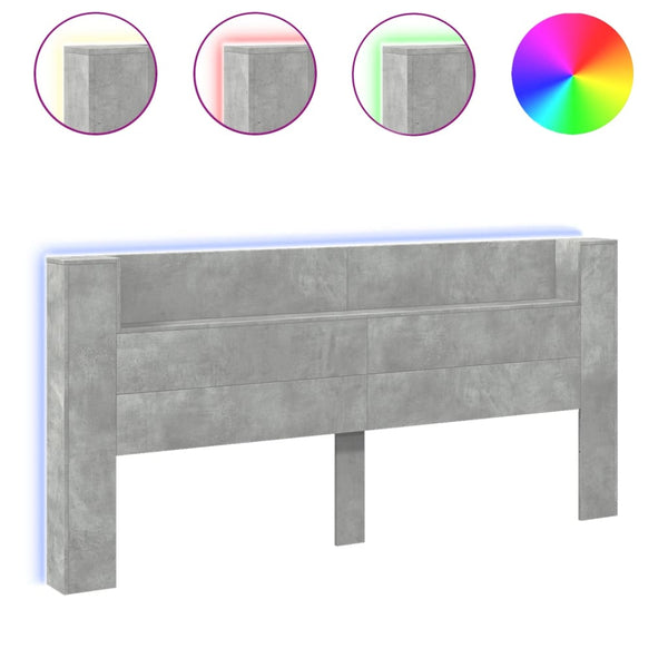 LED Kopfteil mit Ablage Betongrau 220 cm