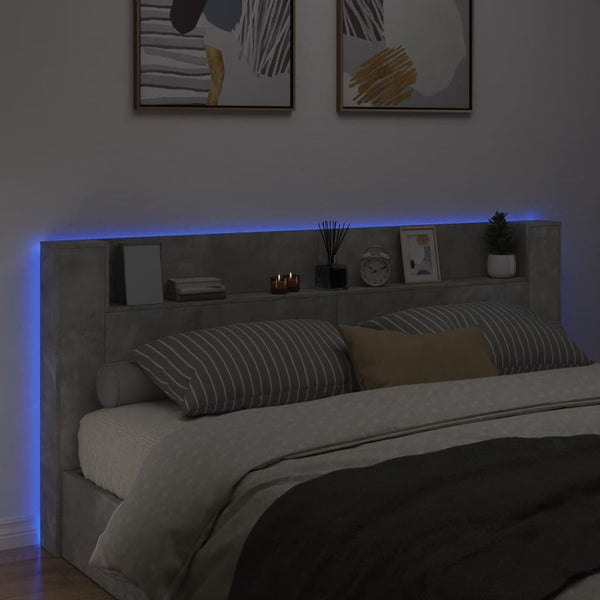 LED Kopfteil mit Ablage Betongrau 220 cm