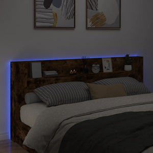 LED Kopfteil mit Ablage Räuchereiche 220 cm