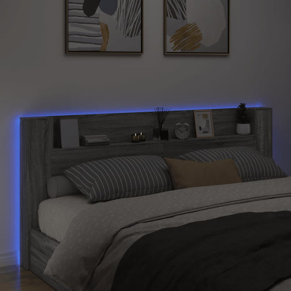 LED Kopfteil mit Ablage Grau Sonoma 220cm