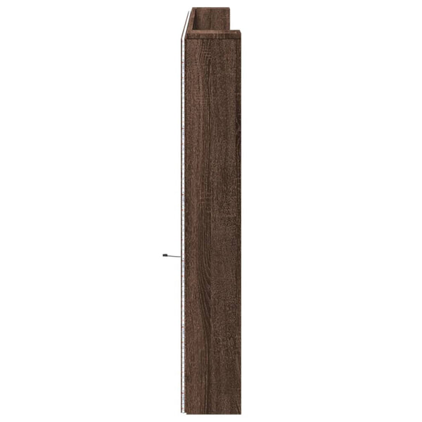 LED Kopfteil mit Ablage Braun Eiche 220 cm