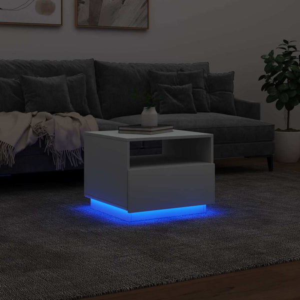 Couchtisch mit LED Weiß 50x49x40 cm