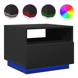 Couchtisch Schwarz mit LED-Leuchten 50x49x40 cm
