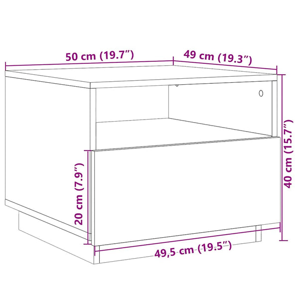 Couchtisch Schwarz mit LED-Leuchten 50x49x40 cm