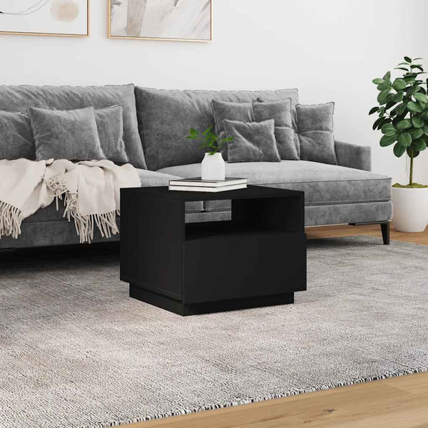 Couchtisch Schwarz mit LED-Leuchten 50x49x40 cm