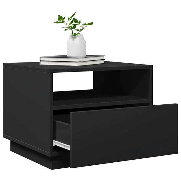 Couchtisch Schwarz mit LED-Leuchten 50x49x40 cm