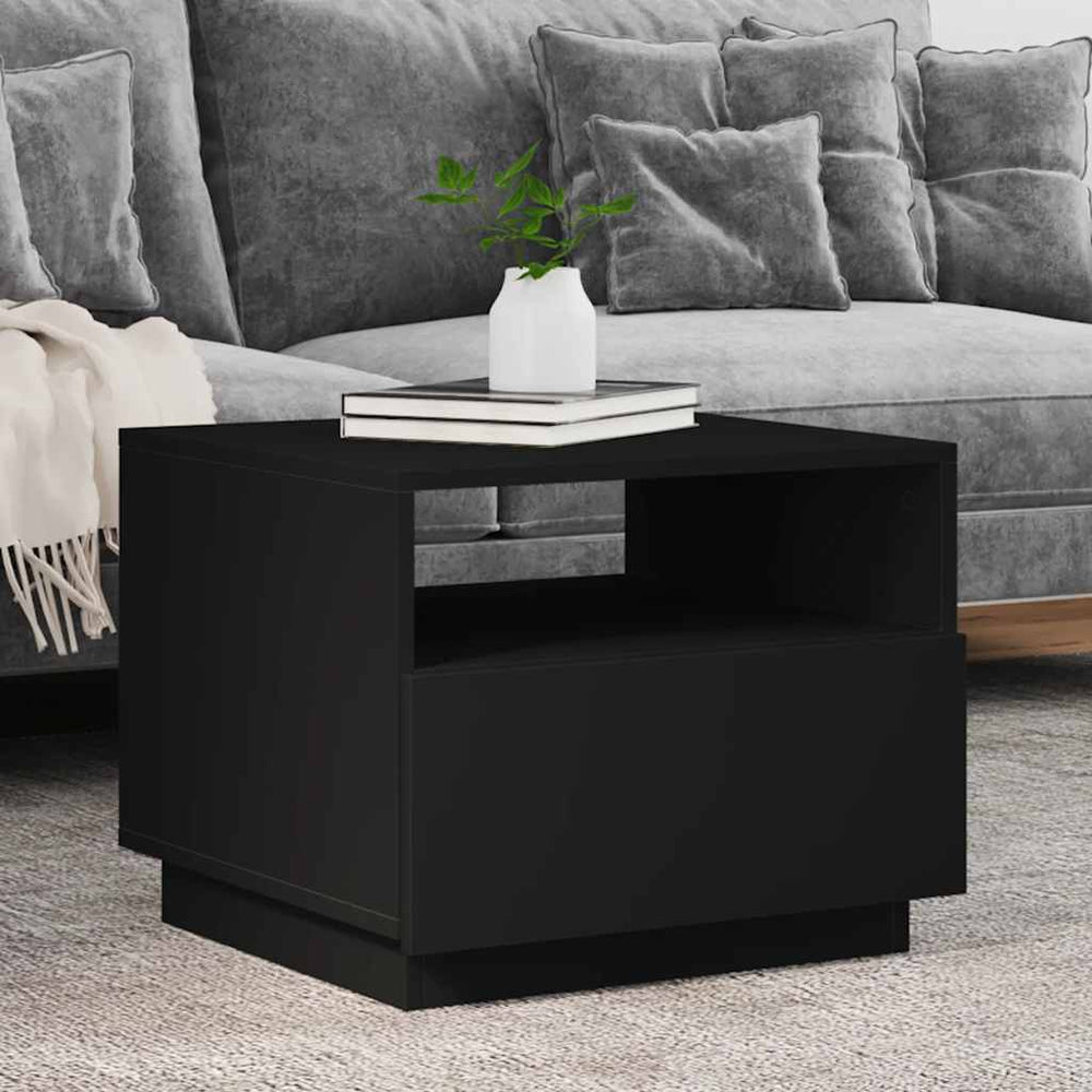Couchtisch Schwarz mit LED-Leuchten 50x49x40 cm