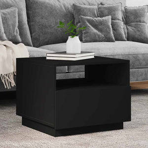 Couchtisch Schwarz mit LED-Leuchten 50x49x40 cm