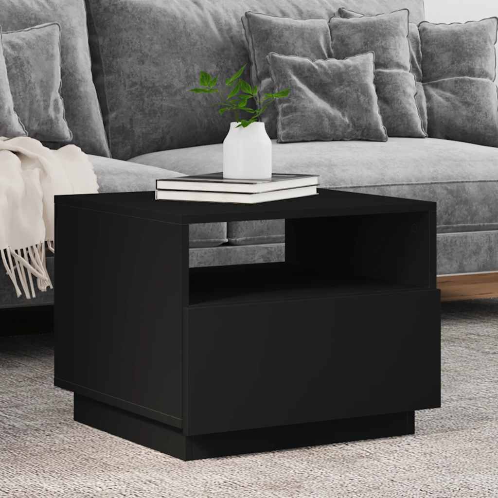 Couchtisch Schwarz mit LED-Leuchten 50x49x40 cm