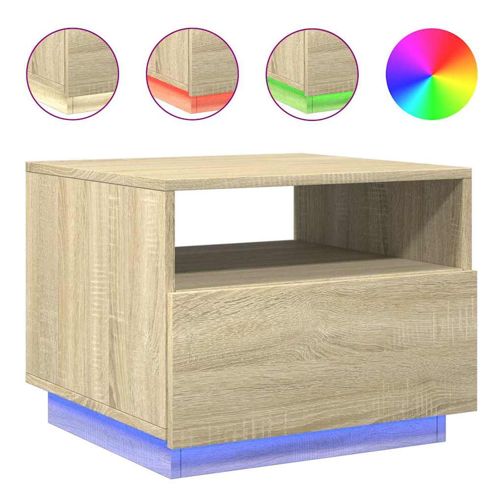 LED Couchtisch Sonoma Eiche 50x49x40 cm