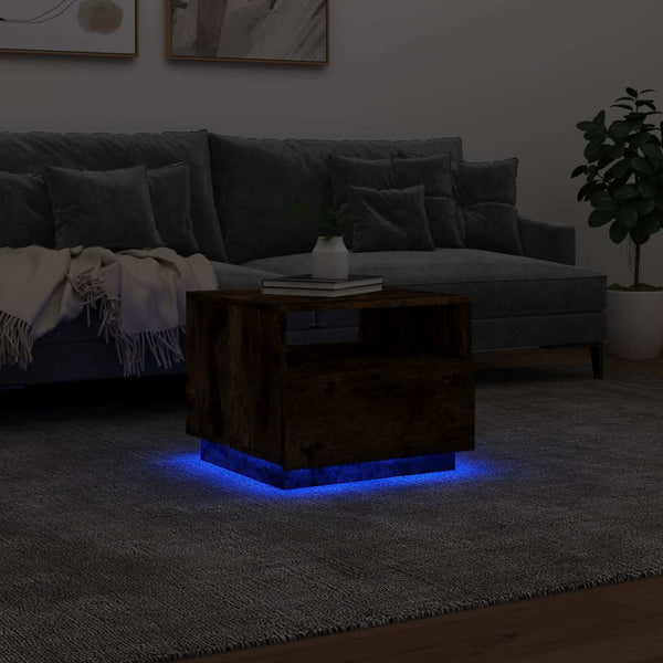 LED Couchtisch Räuchereiche 50x49x40 cm