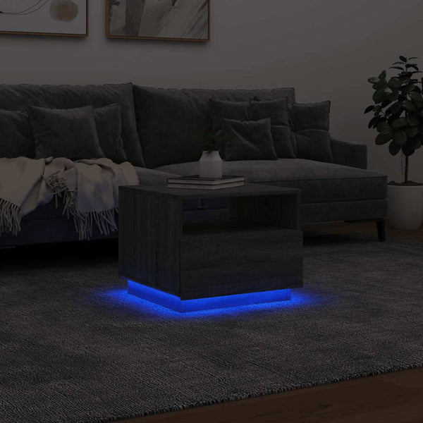 LED Couchtisch Grau Sonoma 50x49x40 cm