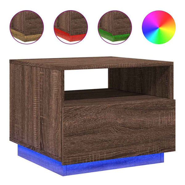 Couchtisch mit LED Braun Eichenoptik 50x49x40 cm