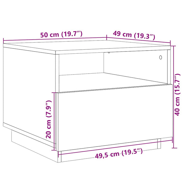 Couchtisch mit LED Braun Eichenoptik 50x49x40 cm