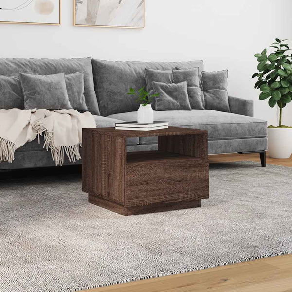 Couchtisch mit LED Braun Eichenoptik 50x49x40 cm