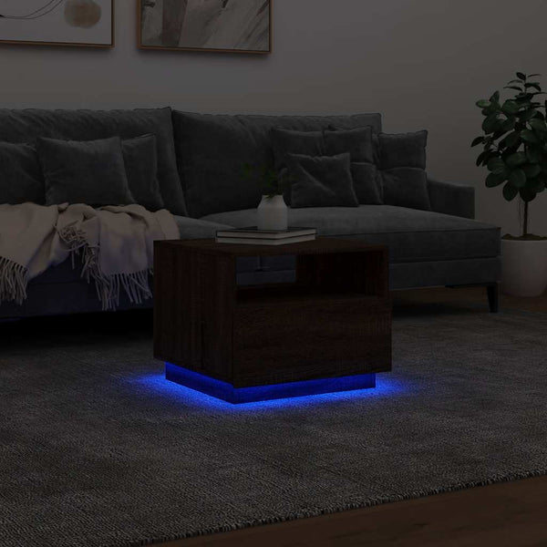 Couchtisch mit LED Braun Eichenoptik 50x49x40 cm
