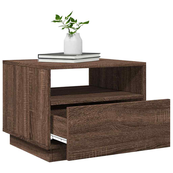 Couchtisch mit LED Braun Eichenoptik 50x49x40 cm