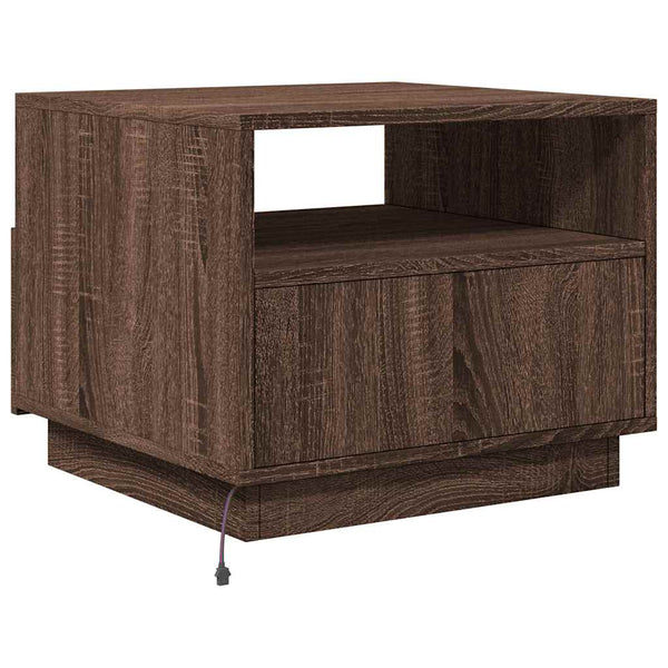 Couchtisch mit LED Braun Eichenoptik 50x49x40 cm