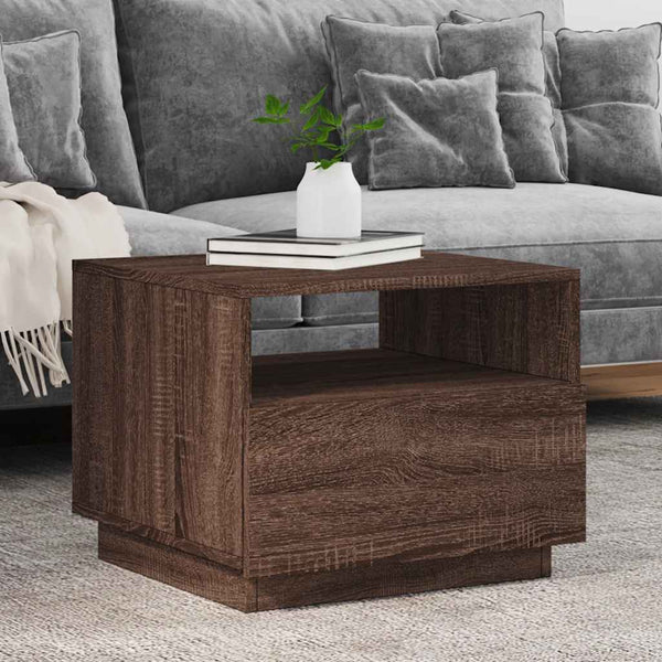Couchtisch mit LED Braun Eichenoptik 50x49x40 cm