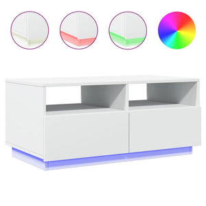 LED Couchtisch Weiß 90x49x40 cm