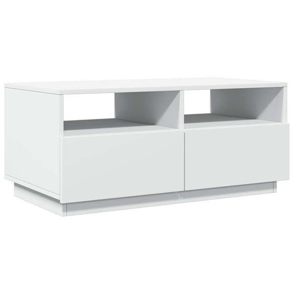 LED Couchtisch Weiß 90x49x40 cm