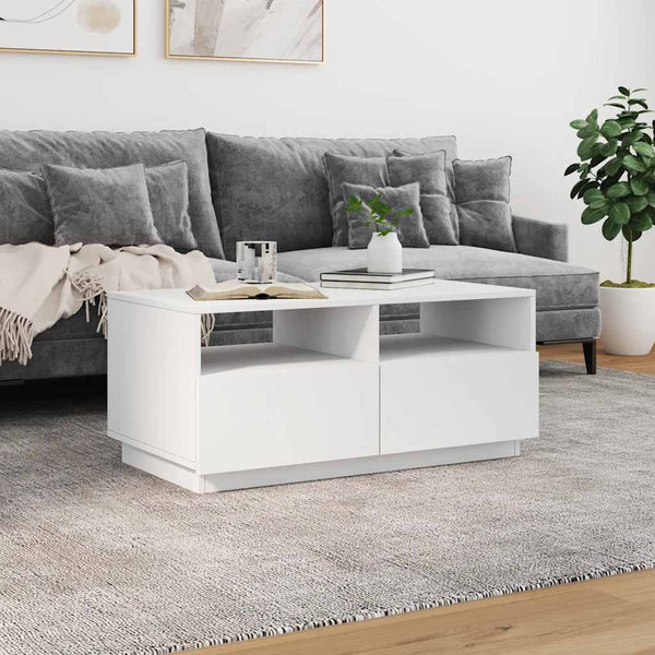 LED Couchtisch Weiß 90x49x40 cm