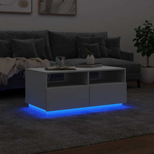 LED Couchtisch Weiß 90x49x40 cm