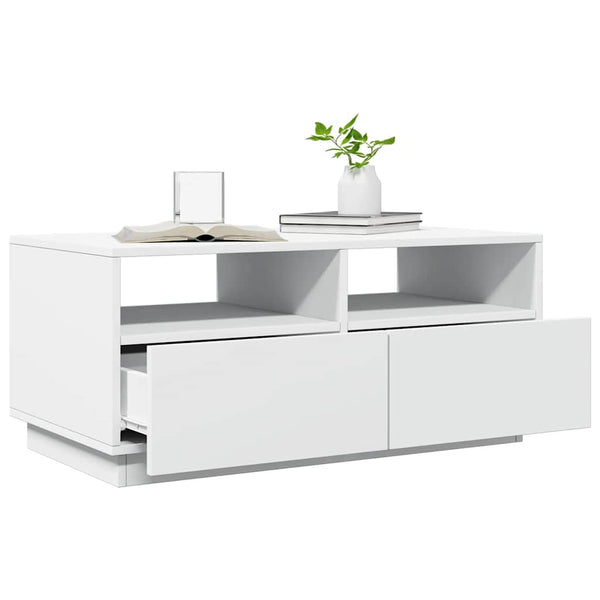 LED Couchtisch Weiß 90x49x40 cm