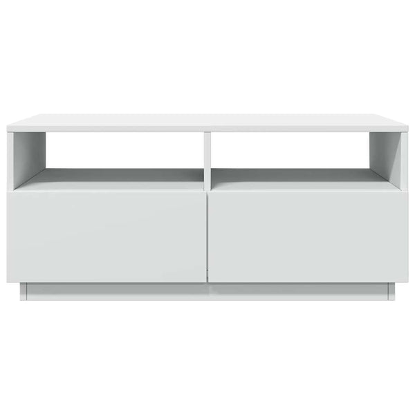 LED Couchtisch Weiß 90x49x40 cm