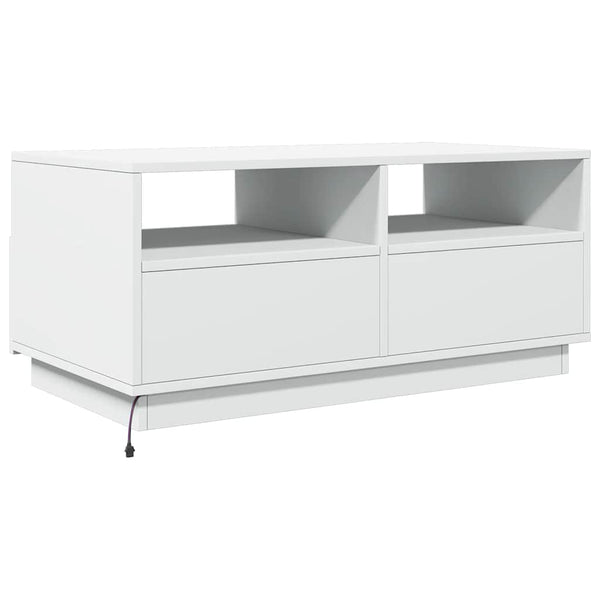 LED Couchtisch Weiß 90x49x40 cm