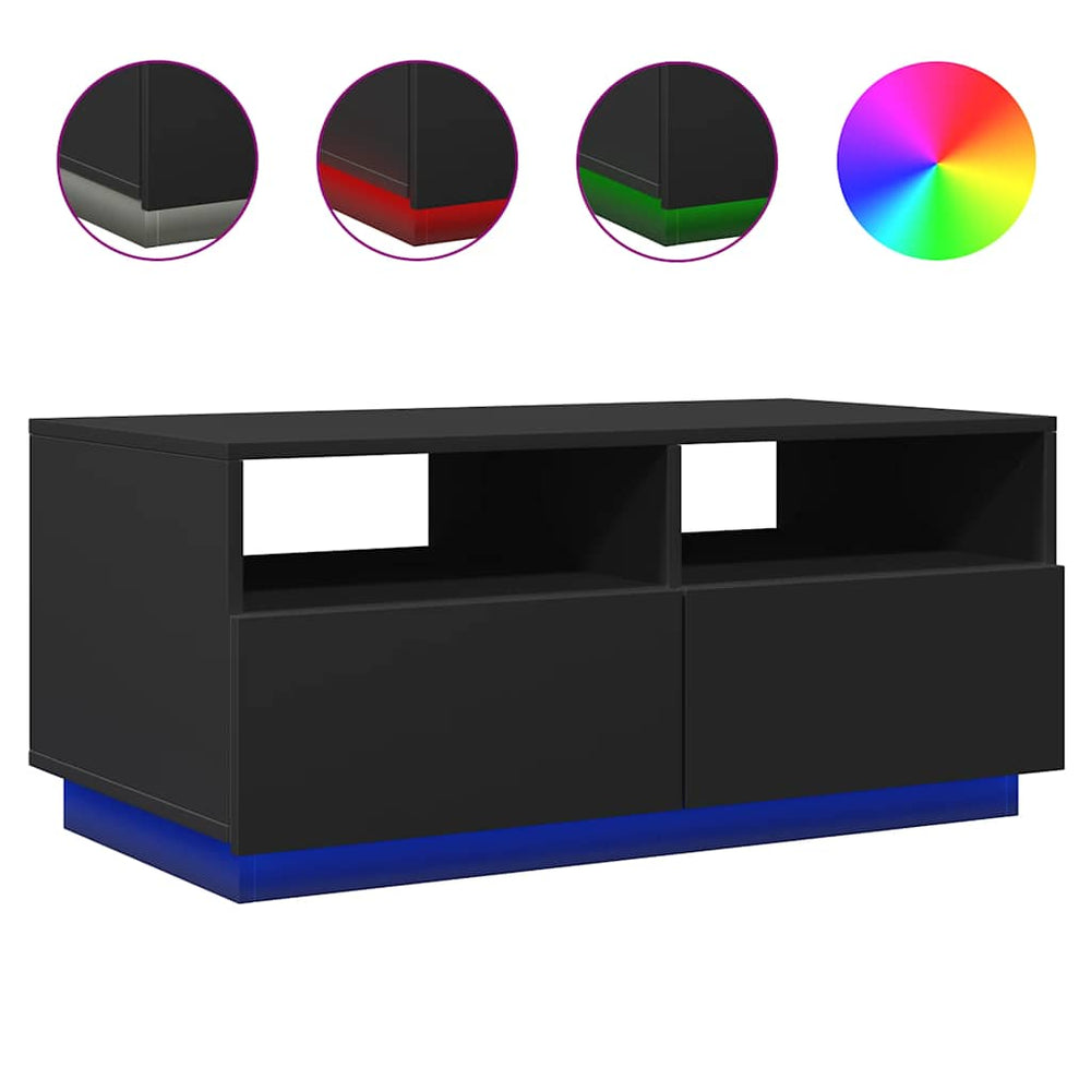 Couchtisch mit LED Schwarz 90x49x40 cm