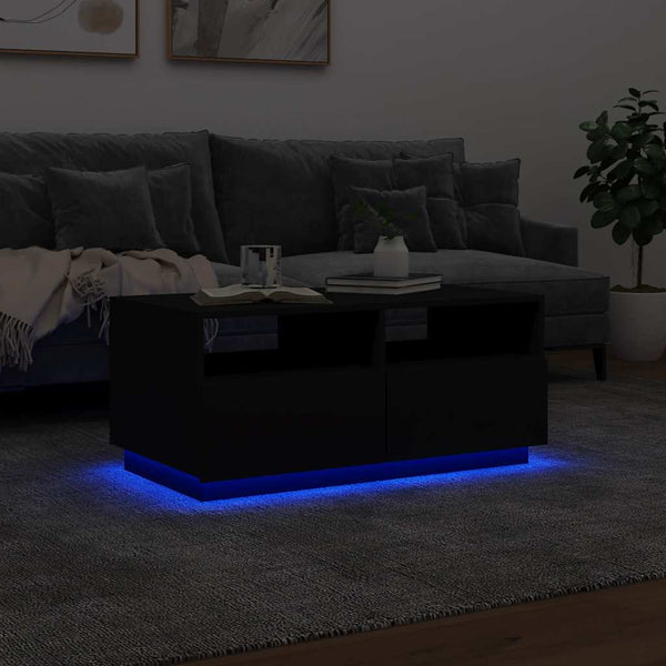 Couchtisch mit LED Schwarz 90x49x40 cm