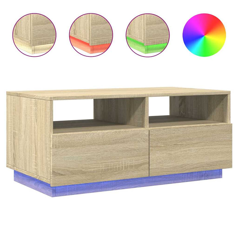 Couchtisch Sonoma Eiche mit LED 90x49 cm