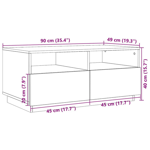 Couchtisch Sonoma Eiche mit LED 90x49 cm