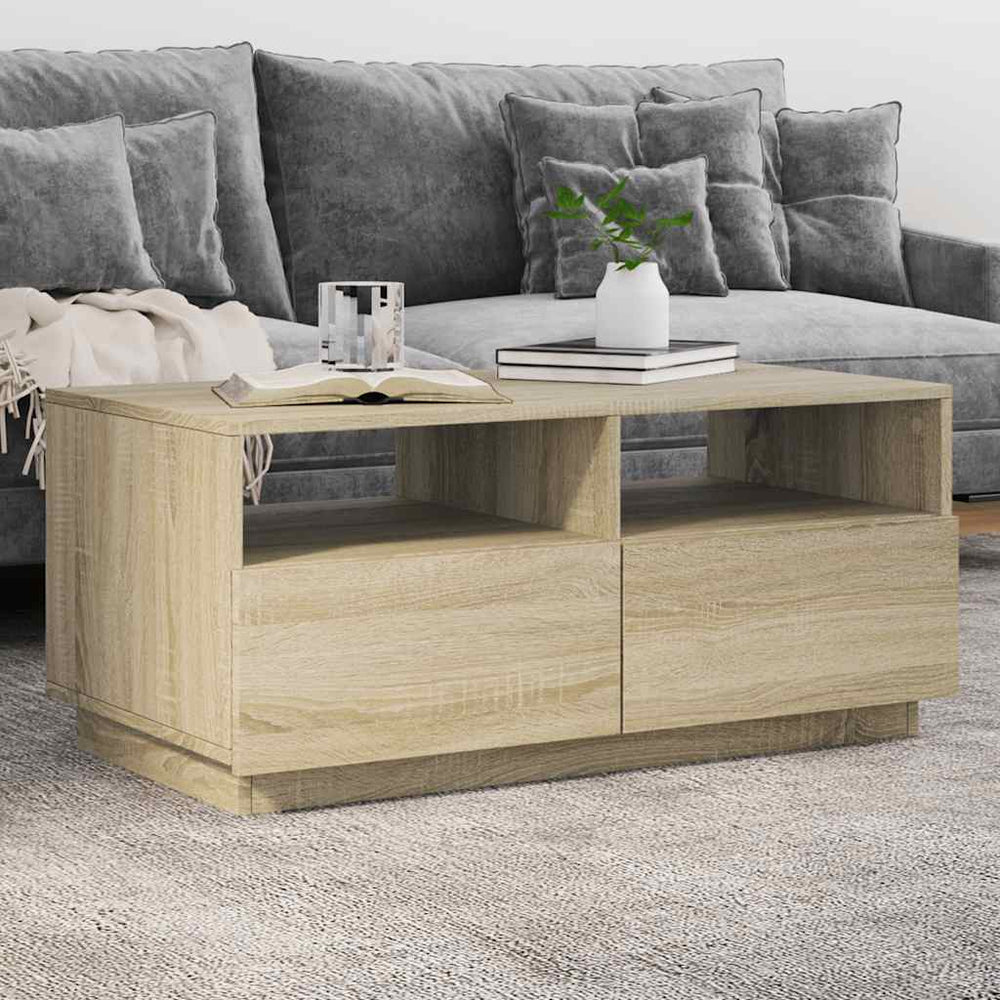 Couchtisch Sonoma Eiche mit LED 90x49 cm
