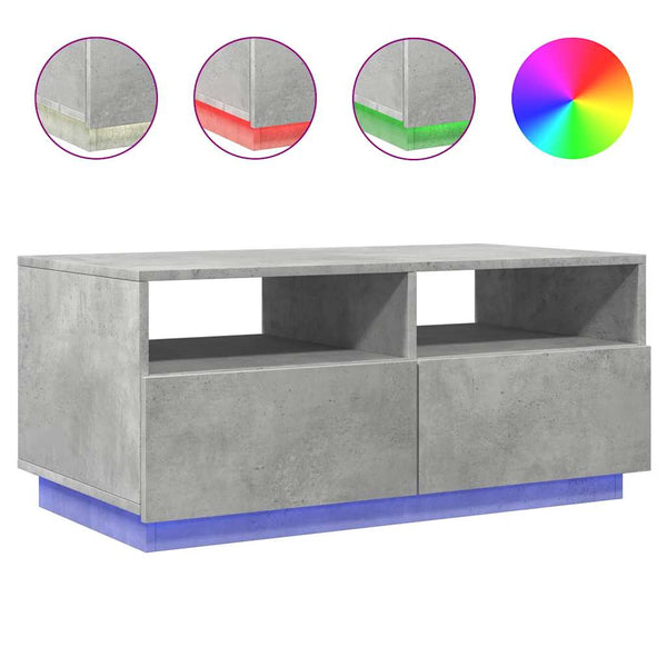 LED Couchtisch Betongrau 90x49 cm
