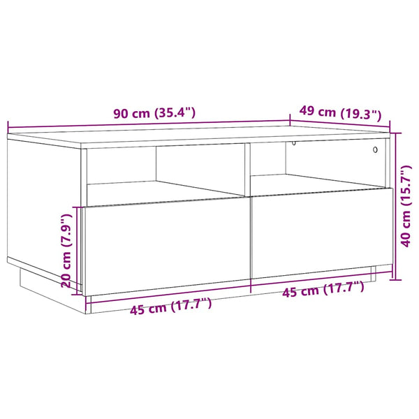 LED Couchtisch Räuchereiche 90x49 cm