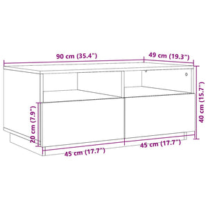 LED Couchtisch Braun Eiche 90x49 cm
