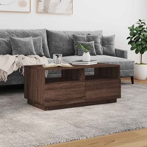 LED Couchtisch Braun Eiche 90x49 cm