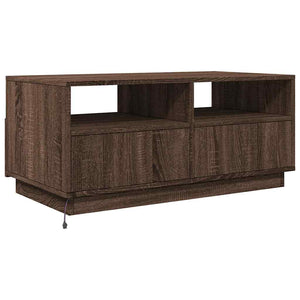 LED Couchtisch Braun Eiche 90x49 cm