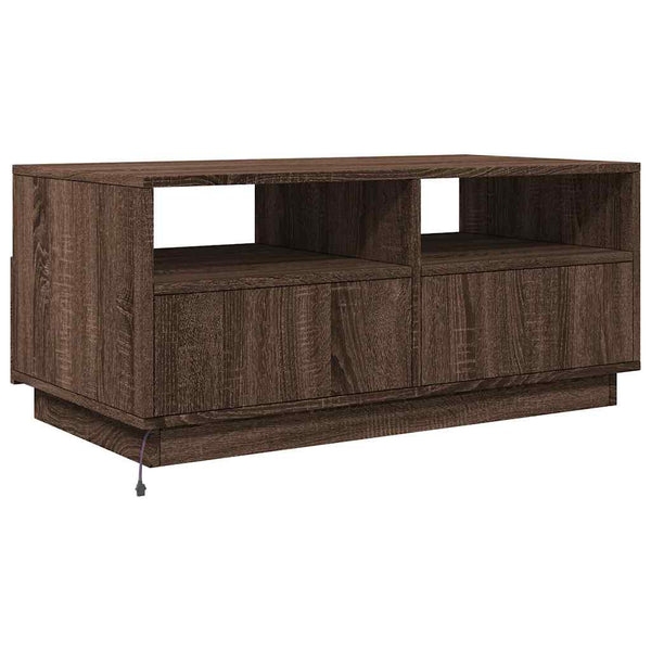 LED Couchtisch Braun Eiche 90x49 cm